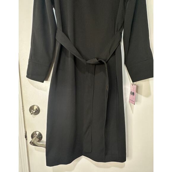 Avec Les Filles Black Trench Coat Belted Drape Front Size Large NWT Stylish - Picture 11 of 16